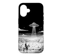 Carcasa para iPhone 16 Vintage Cowboy UFO Encuentro Retro Western Desert Country