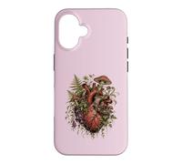 Carcasa para iPhone 16 Vintage Dark Academia Hongo Helecho Botánico Corazón