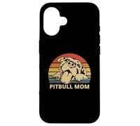 Carcasa para iPhone 16 Vintage Pitbull Mom | Happy Smiling Pitbull Mom on Sunset