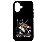 Carcasa para iPhone 16 Violín Gato Música Clásica Violinista Gatito Violinista