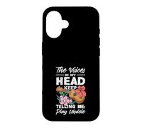 Carcasa para iPhone 16 Voices In My Head Telling Me Play Ukelele Tropical Flower
