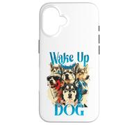 Carcasa para iPhone 16 Wake Up Dog Lover Canine Collage Pop Art Gráfico