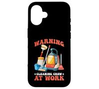 Carcasa para iPhone 16 Warning Cleaning Crew At Work Custodio de Conserje -