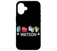 Carcasa para iPhone 16 Watson - Amante de Mascotas con Nombre de Perro Personalizado