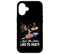 Carcasa para iPhone 16 We The Cats Like To Party American Cat 4th of July Patriotic