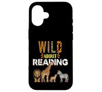 Carcasa para iPhone 16 Wild About Reading Libros Animales del zoológico Amor Lectura de Libros