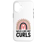 Carcasa para iPhone 16 Wild Like My Curls Pelo Rizado Arco Iris Corazón Amor Rizado