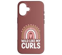 Carcasa para iPhone 16 Wild Like My Curls Pelo Rizado Arco Iris Corazón Amor Rizos