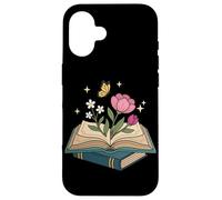 Carcasa para iPhone 16 Wildflowers Book Lover Reading Lector de Libros Florales estéticos
