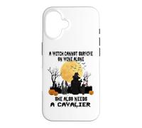 Carcasa para iPhone 16 Witch Wine and Cavalier Dog Mom Funny Halloween Costume