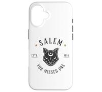 Carcasa para iPhone 16 Witchy Salem Halloween Mujeres 1692 Bruja mística del Gato