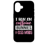 Carcasa para iPhone 16 Womens Girls I Run On Bunnies & Caffeine Bunny Lover