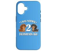 Carcasa para iPhone 16 Womens Girls I Was Normal 2 Dachshunds Ago Black Tan Lover