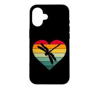 Carcasa para iPhone 16 Womens Girls Kids Retro Vintage Heart Dragonfly Lover