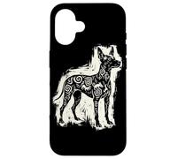 Carcasa para iPhone 16 Xoloitzcuintli Perro Mexicano Sin Pelo Azteca Xolo Linocut