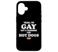 Carcasa para iPhone 16 Yeah I'm Gay Got A Yearning for Hot Dogs Funny Meme LGBTQ