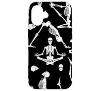 Carcasa para iPhone 16 Yoga Esqueletos Huesos anatomía cráneo Espeluznante macabro siniestro