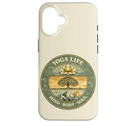 Carcasa para iPhone 16 Yoga Life Mindfulness Body Soul Vintage Retro Regalo para Yogis