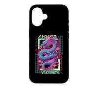 Carcasa para iPhone 16 Yokohama City Synthwave 80s Dragón Asiático Vaporwave