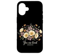 Carcasa para iPhone 16 You Are Loved Romans 5:8 Cristiano Floral Fe Religioso