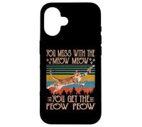 Carcasa para iPhone 16 You Mess with The Meow You Get The Peow Funny Cat with Gun