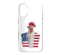 Carcasa para iPhone 17 4 de Julio patriótico Gallo Pollo Rojo Blanco Azul Bandera de Estados Unidos