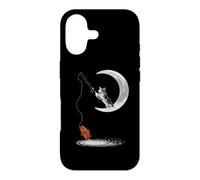 Carcasa para iPhone 17 A Cat Fishing on The Crescent Moon Funny Cats Lovers Fisher