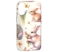 Carcasa para iPhone 17 Aesthetic Spring Flower Patter Vintage Easter Bunny Rabbit