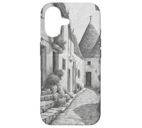 Carcasa para iPhone 17 Alberobello Bari Apulia Italia Viajes Dibujo lápiz Vintage
