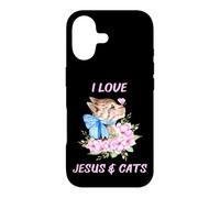 Carcasa para iPhone 17 Amante Floral de Mariposas con Texto en inglés I Love Jesus and Cats