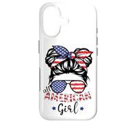 Carcasa para iPhone 17 American Girls - Moño patriótico desordenado para Hija del 4 de Julio