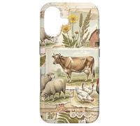 Carcasa para iPhone 17 Animales De Granja Vintage Collage Rústico Campo Escena