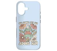 Carcasa para iPhone 17 Árbol de Navidad Retro Oh Come Let Us Adore Him Floral