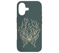 Carcasa para iPhone 17 Ardiente Mariposa Corazón Llama Hada Oscuro Y2K E-Girl Academia