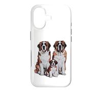 Carcasa para iPhone 17 Arte de Dibujo de la Familia de Cachorros de San Bernardo.