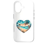 Carcasa para iPhone 17 Atardecer Playa y Palmeras Romántico Corazón Obra De Arte