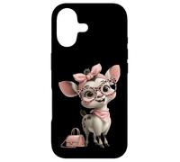 Carcasa para iPhone 17 Baby Deer Kawaii Fawn Rosa Leopardo Gafas Retrato Animal