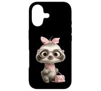 Carcasa para iPhone 17 Baby Sloth Kawaii Jungle Pink Leopard Gafas Retrato Look