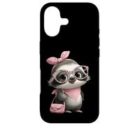 Carcasa para iPhone 17 Baby Sloth Kawaii Jungle Pink Leopard Gafas Retrato Look