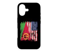 Carcasa para iPhone 17 Bandera de Eritrea USA Envejecida, Mitad Americana