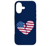 Carcasa para iPhone 17 Bandera de Estados Unidos de América Corazón Roto - Heartbreak en Forma de corazón