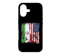 Carcasa para iPhone 17 Bandera de Irán, Estados Unidos, Envejecida, Mitad Americana