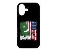 Carcasa para iPhone 17 Bandera de Pakistán de Estados Unidos Envejecida, Mitad Americana
