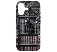 Carcasa para iPhone 17 Biblioteca gótica de Gato Negro Dark Academia estantería Vintage