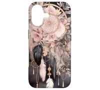 Carcasa para iPhone 17 Black and Pink Dream Catcher For Girls Cute Wildflower Art