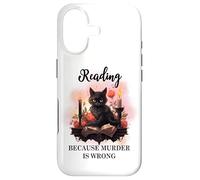 Carcasa para iPhone 17 Black Cat Reading Because Murder is Wrong Books Cats Bookish