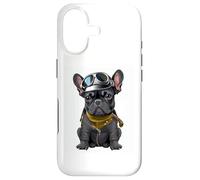 Carcasa para iPhone 17 Black Frenchie como piloto Bulldog francés Negro