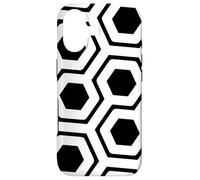 Carcasa para iPhone 17 Black-White Honeycomb Hexagon Maze Hi-Tech Space Pattern
