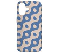Carcasa para iPhone 17 Blue Beige Cream Chained Ovals Circles Wavy Lines Pattern