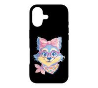 Carcasa para iPhone 17 Blue Fox Retrato Animal Lover Graphic Pink Glasses Bow